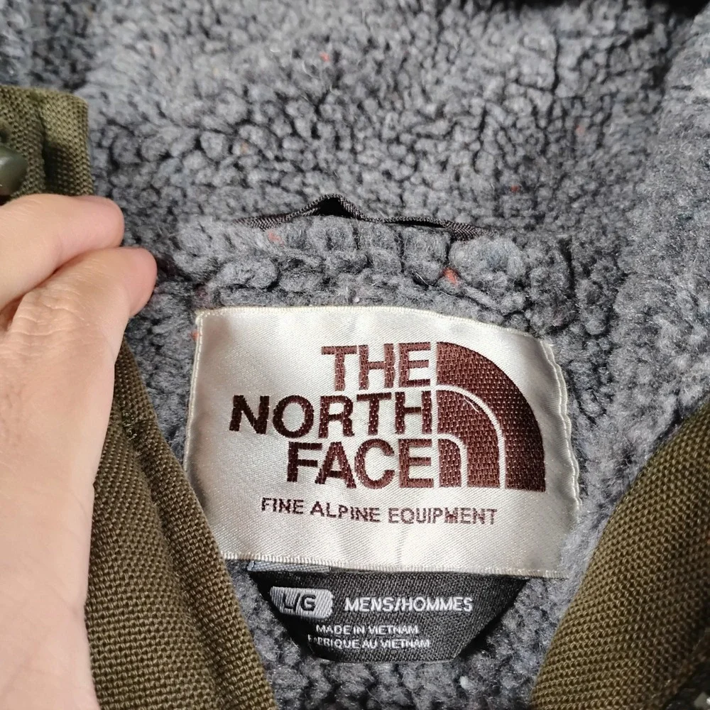 The North Face Mens Brown Cotton Canvas Sherpa Lined Hooded Workwear Jacket L